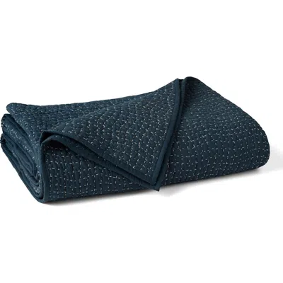 Coyuchi Pebbled Handstitched Organic Cotton Quilt In Green