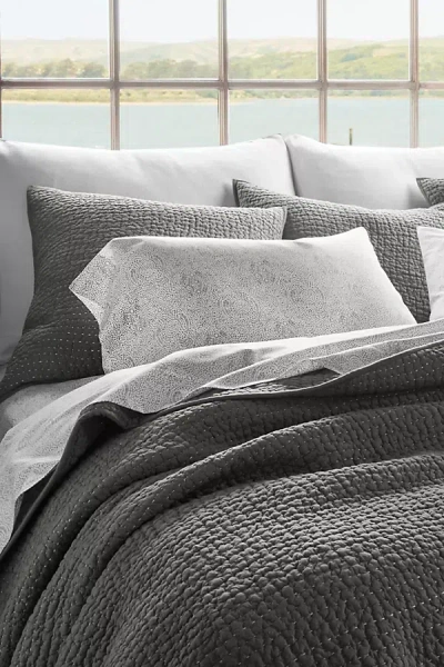 Coyuchi Pebbled Handstitched Organic Euro Sham In Gray