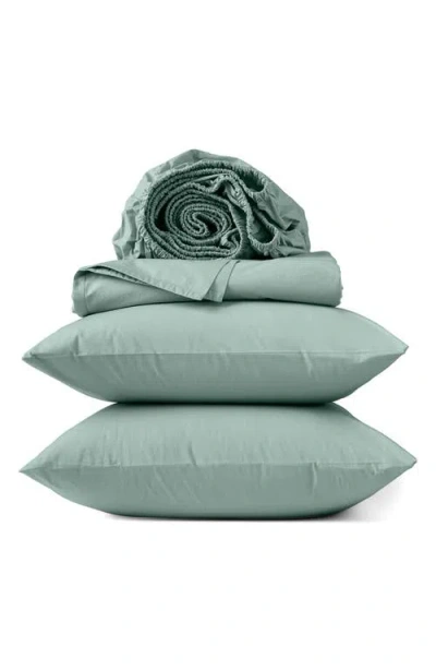 Coyuchi Refined 300 Thread Count Organic Cotton Percale Sheet Set In Green