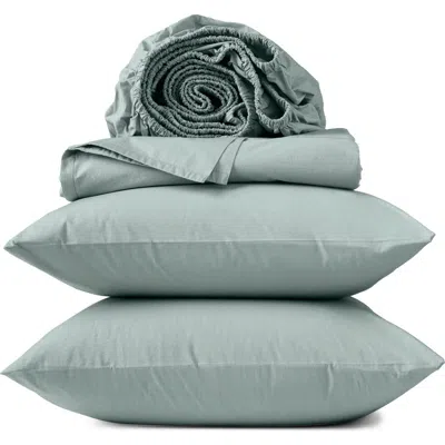 Coyuchi Refined Organic Cotton Percale Sheet Set In Green
