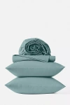 Coyuchi Refined Organic Percale Sheet Set In Blue