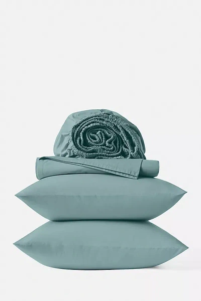 Coyuchi Refined Organic Percale Sheet Set In Blue