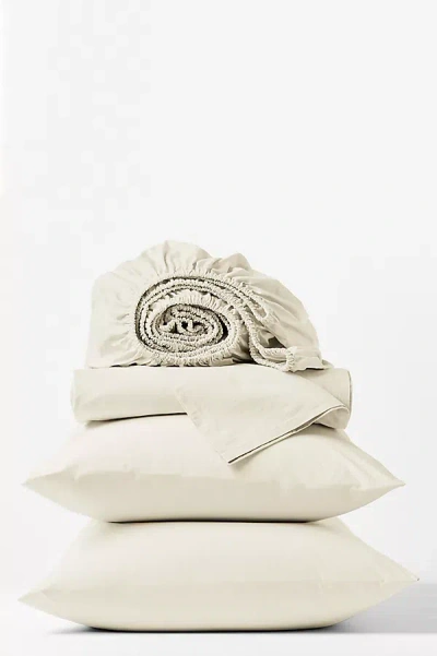 Coyuchi Refined Organic Percale Sheet Set In Brown