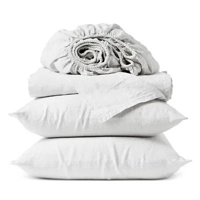 Coyuchi Relaxed 4 Piece Linen Sheet Set, King In White