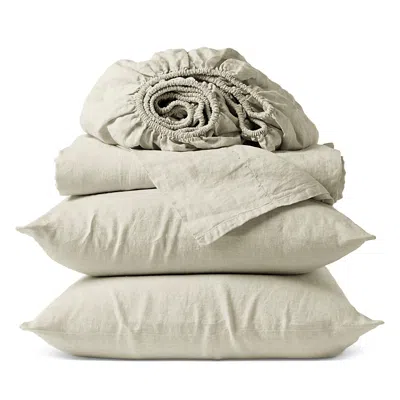 Coyuchi Relaxed 4 Piece Linen Sheet Set, Queen In Neutral