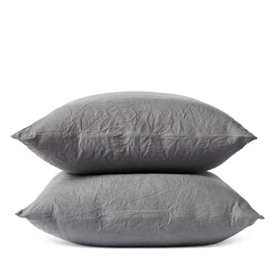Coyuchi Relaxed Linen Standard Pillowcases, Set Of 2 In Black