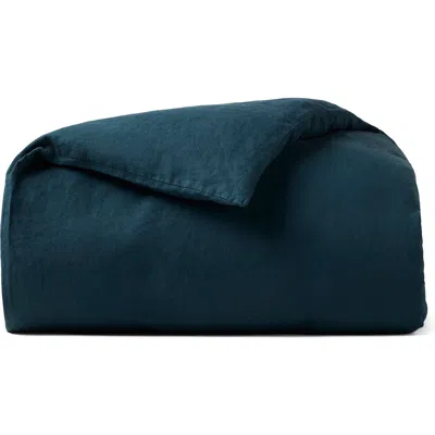 Coyuchi Relaxed Organic Linen Duvet Cover In Blue
