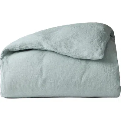 Coyuchi Relaxed Organic Linen Duvet Cover In Green