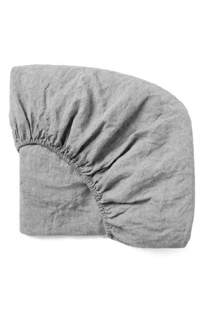 Coyuchi Relaxed Organic Linen Fitted Sheet In Gray