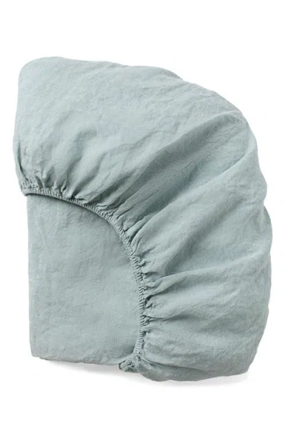 Coyuchi Relaxed Organic Linen Fitted Sheet In Green