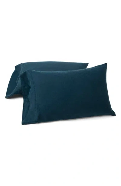 Coyuchi Relaxed Organic Linen Set Of 2 Pillowcases In Green