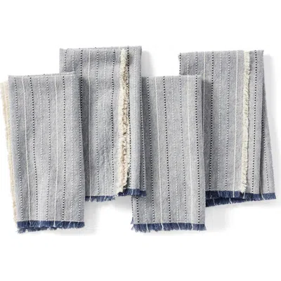 Coyuchi Set Of 4 Stripe Organic Cotton Napkins In Blue Jay