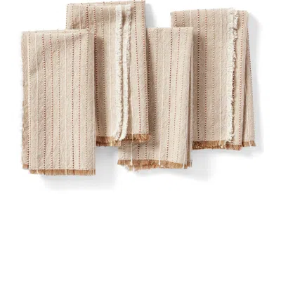 Coyuchi Set Of 4 Stripe Organic Cotton Napkins In Hazel