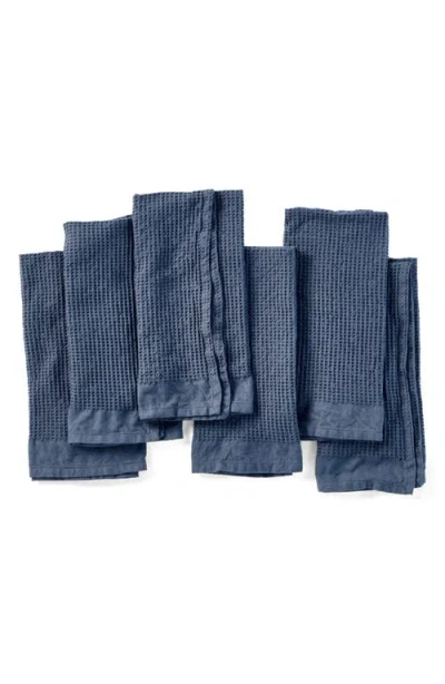 Coyuchi Set Of 6 Organic Cotton Waffle Knit Kitchen Towels In Blue Jay