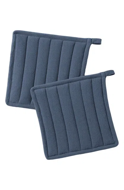 Coyuchi Sonoma Set Of 2 Organic Potholders In Blue