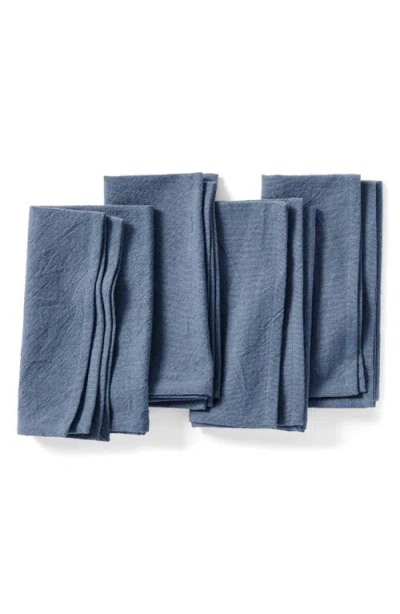 Coyuchi Sonoma Set Of 4 Textured Organic Cotton Napkins In Blue Jay