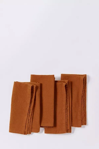 Coyuchi Sonoma Textured Organic Napkin Set Of 4 In Orange