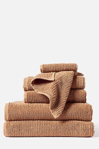 Coyuchi Temescal Organic Ribbed Towel Set In Brown
