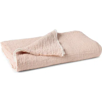Coyuchi Topanga Organic Cotton Matelassé Throw Blanket In Pink