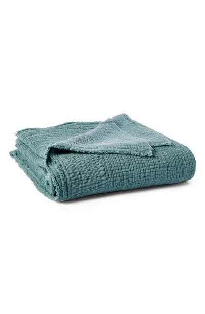 Coyuchi Topanga Organic Cotton Matelasse Throw Blanket In Surf