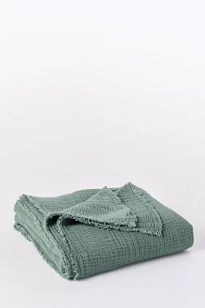 Coyuchi Topanga Organic Matelasse Throw In Blue