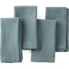 Coyuchi Toro Canyon Set Of 4 Textured Organic Cotton Napkins In Blue