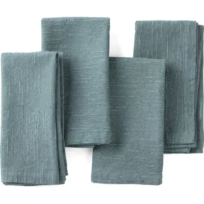 Coyuchi Toro Canyon Set Of 4 Textured Organic Cotton Napkins In Blue