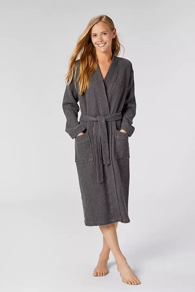 Coyuchi Unisex Organic Waffle Robe In Grey