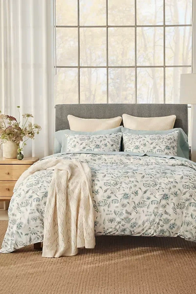 Coyuchi Voile Organic Print Duvet Cover In Brown