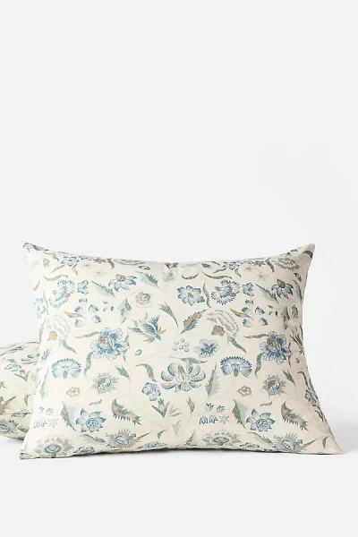 Coyuchi Voile Organic Print Sham In Blue