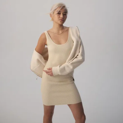 Cozi Womens  Perfect Rib Knit Tank Dress In White