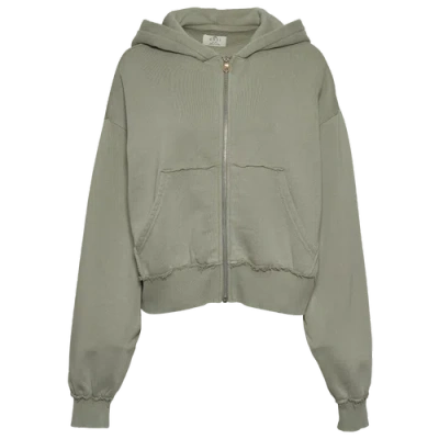 Cozi Womens Fleece Full-zip Hoodie In Green
