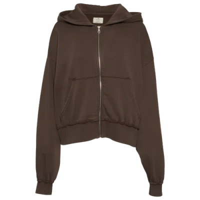 Cozi Womens Fleece Full-zip Hoodie In Brown