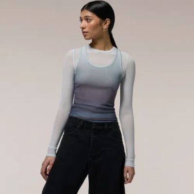 Cozi Womens Long Sleeve Layered Mesh Top