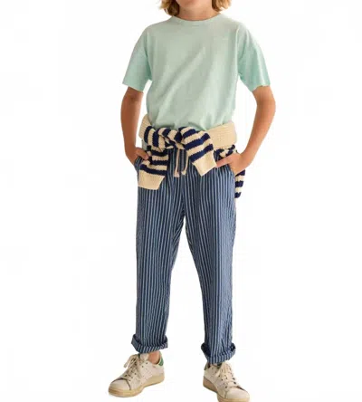 Cozmo Kids' Aero Striped Linen Look Pants In Navy In Blue