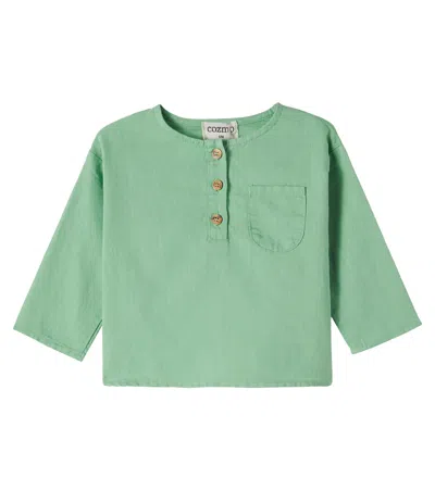Cozmo Baby Alder Cotton And Linen Shirt In Green