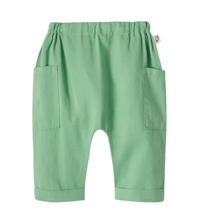 Cozmo Baby Evan Linen And Cotton Pants In Green