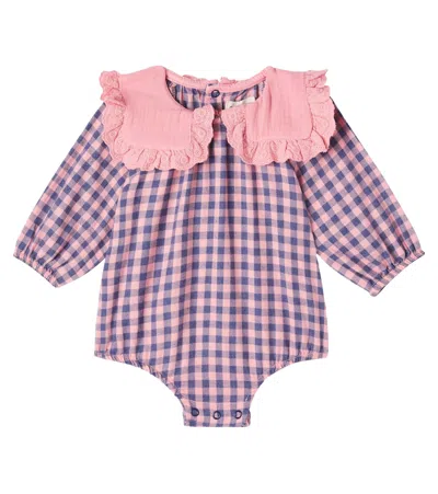 Cozmo Baby Tavira Gingham Cotton Flannel Onesie In Pink