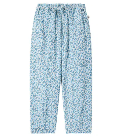 Cozmo Kids' Bella Leopard-print Cotton Pants In Blue
