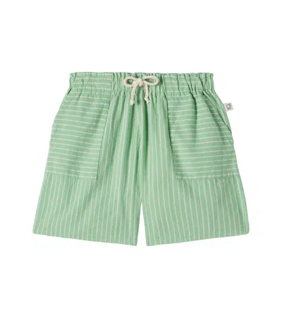 Cozmo Kids' Ciro Striped Cotton Shorts In Green