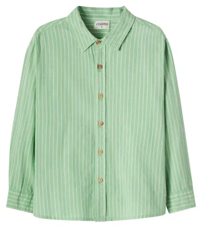 Cozmo Kids' Erick Striped Cotton Shirt In Green
