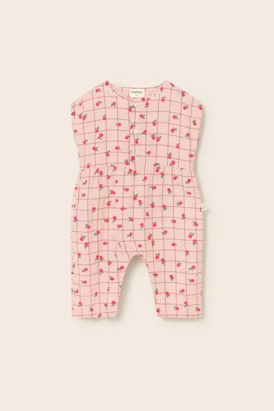 Cozmo Kids' Girls Mae Cotton Jumpsuit In Rose In Multi