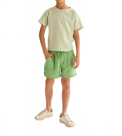Cozmo Kid's Alan Slub Short Sleeve Tee In Green In Multi