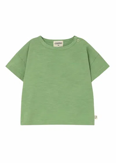 Cozmo Kid's Basic Slub Tee In Green