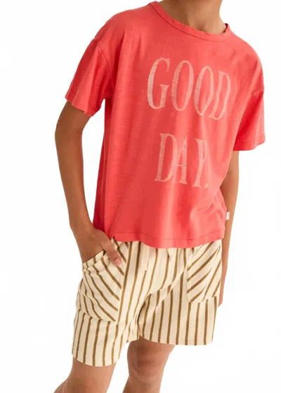 Cozmo Kid's Marco Striped Shorts In Sand In Beige