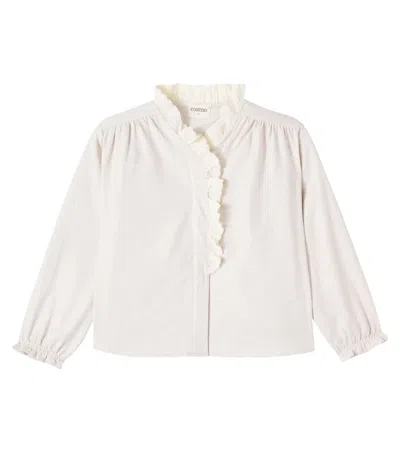 Cozmo Kids' Malaca Ruffled Cotton Blouse In Neutral