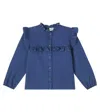 Cozmo Nicole Cotton Denim Blouse In Blue