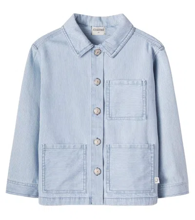 Cozmo Kids' Ridge Striped Denim Jacket In Blue