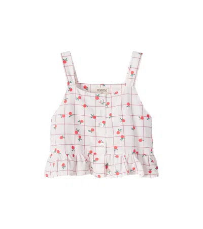 Cozmo Kids' Salvia Printed Cotton Poplin Top In White