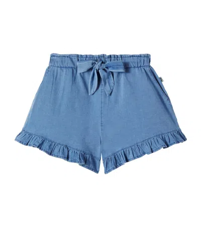 Cozmo Kids' Sienna Ruffled Cotton Chambray Shorts In Blue